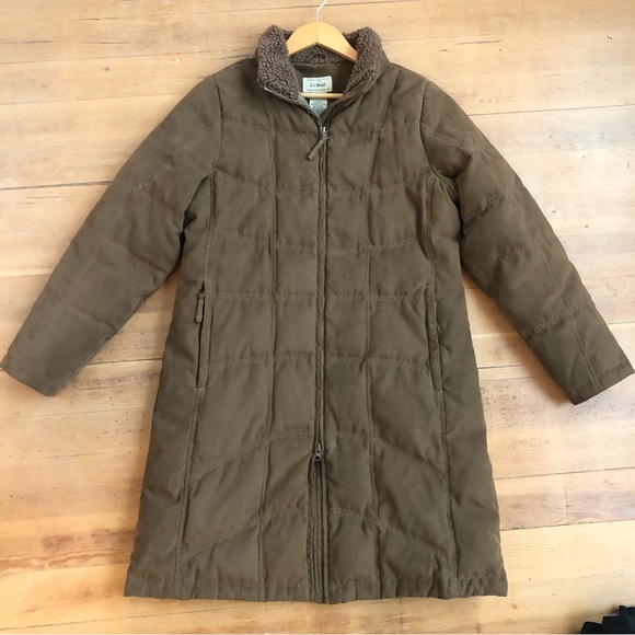 Brown L.L. Bean Long Goose Down Jacket sz M ✨ - Picture 10 of 13